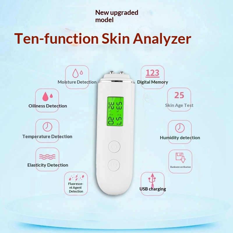 Skin Moisture Analyzer Digital Detector - 携帯型充電式肌分析器、液晶デジタル表示、水分・油分・保湿度測定機能付き