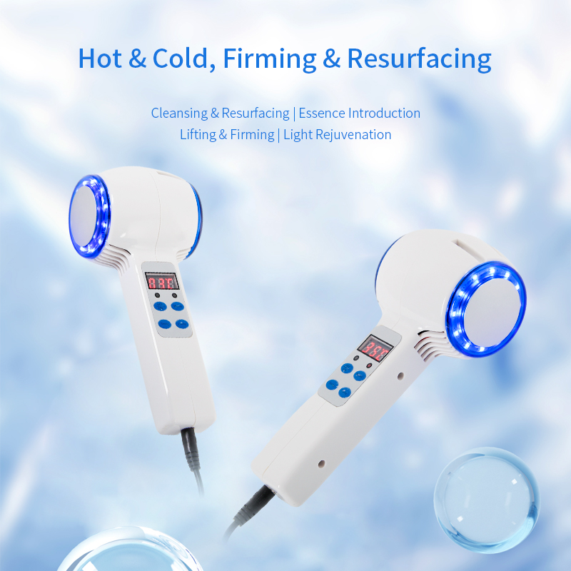 Cold Warm Hammer Facial Machine - ホットコールドフェイシャルハンマービューティーマシン ホットコールドセラピー ブルーライト イオン導入 毛穴縮小 肌の若返り