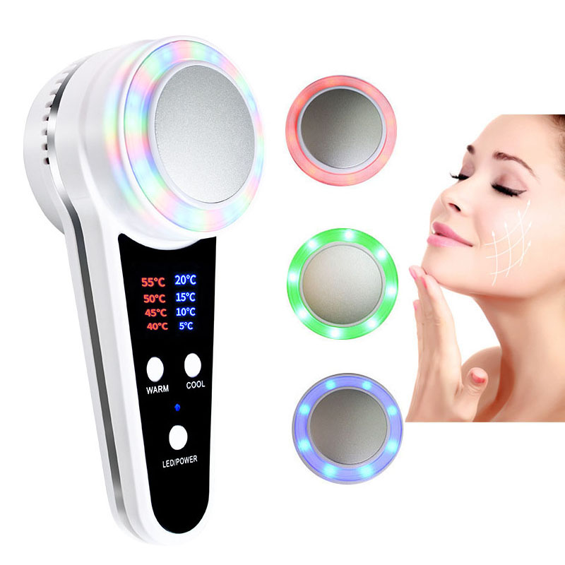 Cold Warm Hammer Facial Machine - クライオセラピーフェイスケアデバイスホットコールドハンマーブルーフォトンニキビ治療フェイシャルマッサージャースキンリフティング若返り美容機