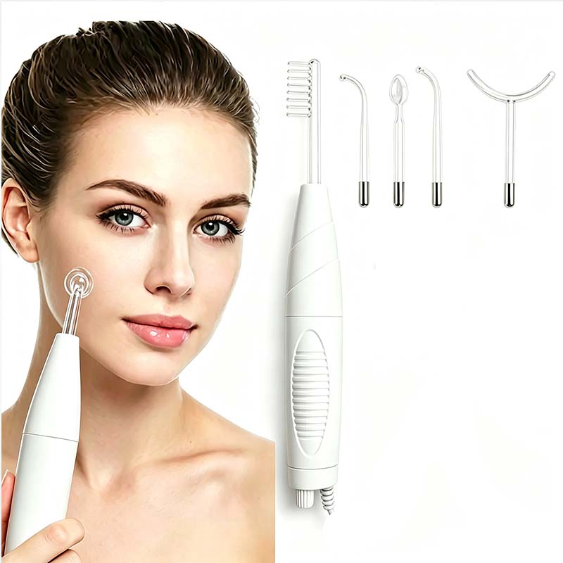 High Frequency Wand Facial Machine Neon - 5in1高周波フェイシャル美容器、携帯式スキンケアマシン、ネオンアルゴンチューブ搭載、肌の弾力性を高める。