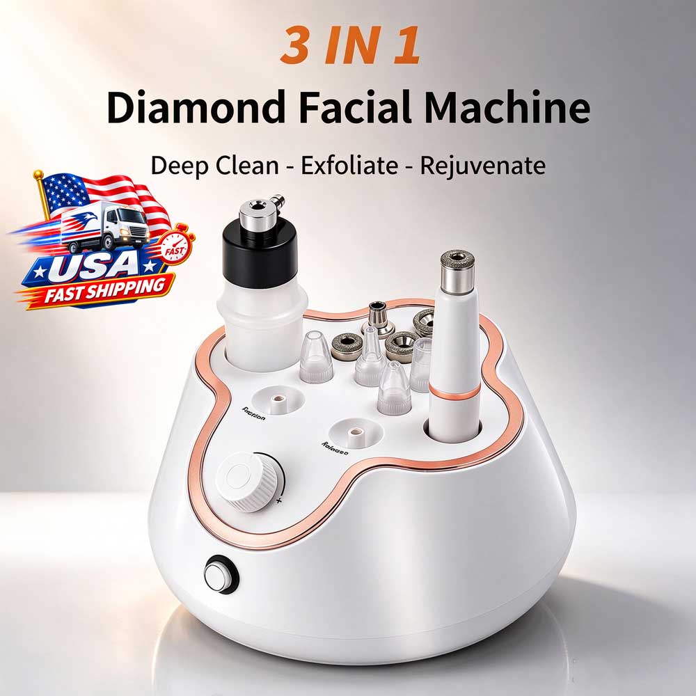 Diamond Microdermabrasion Machine 3 In 1 - 3in1ダイヤモンドマイクロダーマブレーションマシン。顔の角質除去、吸引式毛穴クリーナー、スキンケア美容機器。サロンやご家庭での使用に最適。