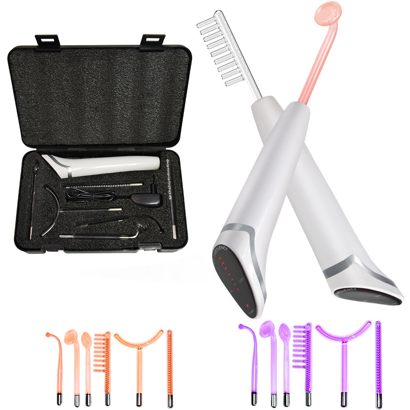 High Frequency Wand Facial Machine Neon - 最新6in1スパーク電極高周波ネオン＆アルゴン肌引き締め毛包フェイシャルビューティーワンドマシンフェイシャルケア
