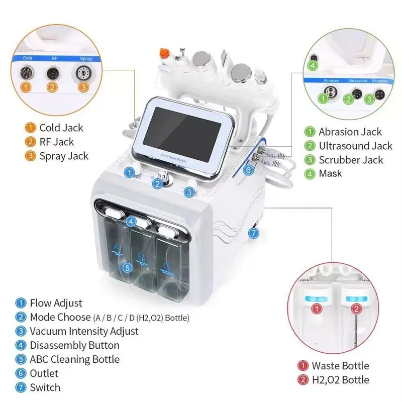 Hydro Facial Machine 7 In 1 - 7-in-1 ウォーターダーマブレーションマシン ハイドロフェイシャル バブルピーラー ディープクレンジング しわ除去