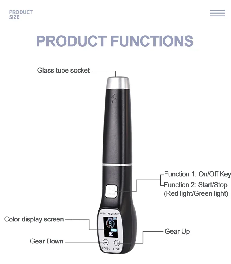 新しい装置高周波美顔器マシン髪顔アンチエイジング治療にきびツ - High Frequency Wand Facial Machine Neon のレビューと価格