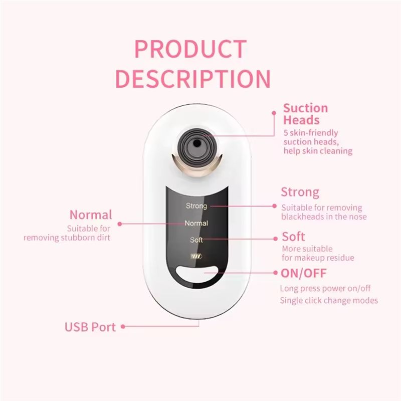 ABBK-黒ずみ除去真空吸引器 3モード、5つの吸引ヘッド  - Blackhead Remover Vacuum Suction のレビューと価格