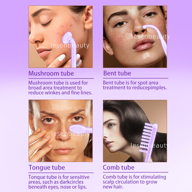 4in1高周波電極ワンド、ネオン電気療法用ガラス管、ニキビ除 - High Frequency Wand Facial Machine Neon のレビューと価格
