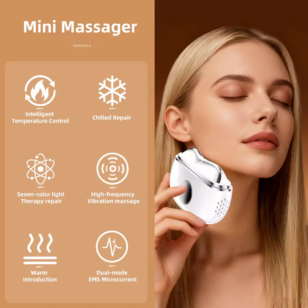 7色のLEDライト付き電気式グアシャフェイシャルツール。微弱 - Microcurrent Face Massager Gua Sha のレビューと価格