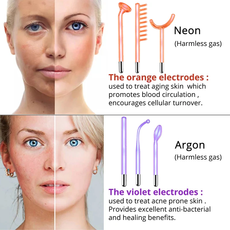 Darsonval ポータブル高周波美顔器スキンセラピー 6 - High Frequency Wand Facial Machine Neon のレビューと価格