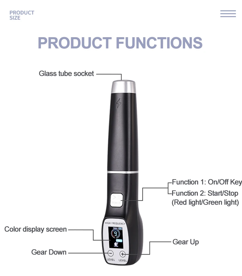 高周波フェイシャルマッサージャー,ヘアマッサージ機,アンチエ - High Frequency Wand Facial Machine Neon のレビューと価格