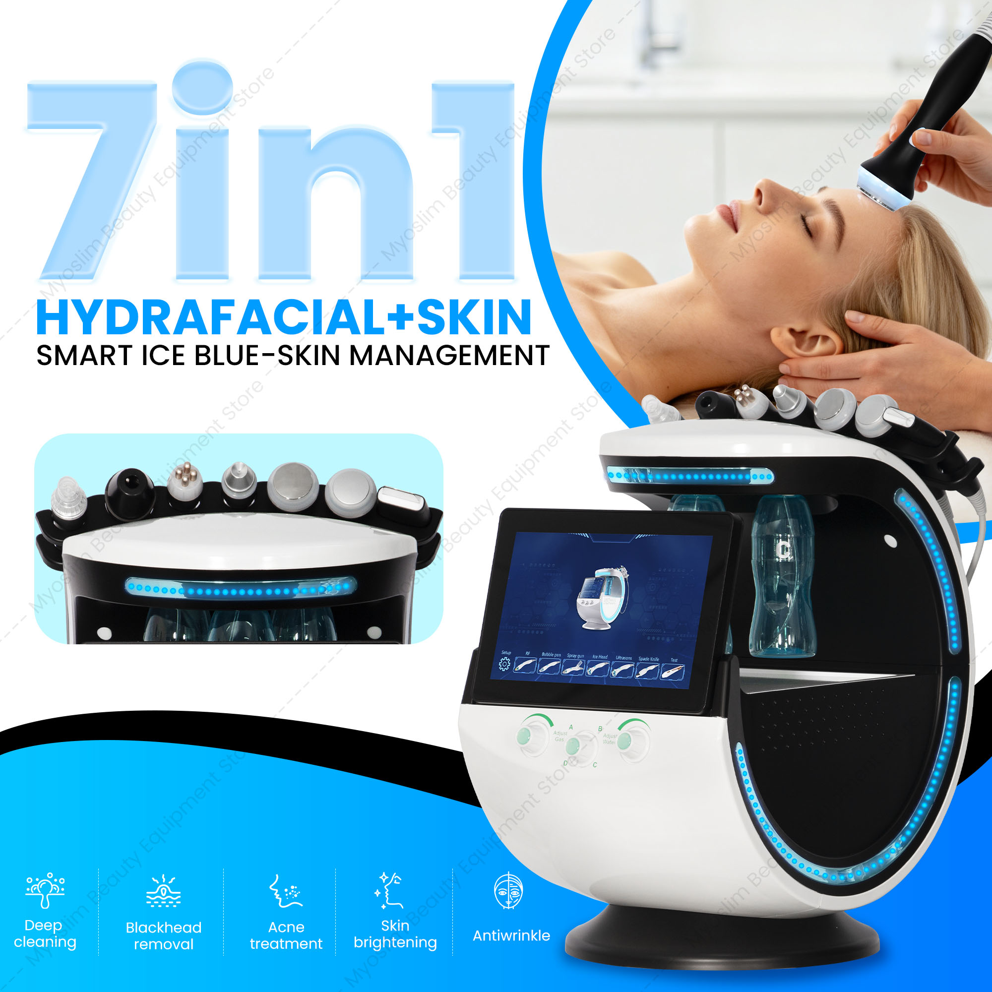 プロ仕様の7IN1ハイドロフェイシャルマシン。肌分析機能、深 - Hydro Facial Machine 7 In 1 のレビューと価格