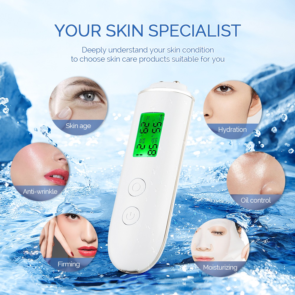 ミニデジタル肌分析器。顔の肌の水分量と油分量を測定し、肌の水 - Skin Moisture Analyzer Digital Detector のレビューと価格