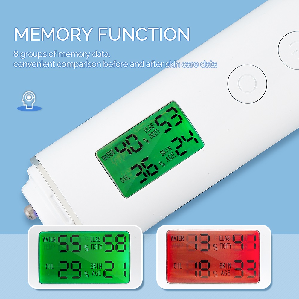 ミニデジタル肌分析器。顔の肌の水分量と油分量を測定し、肌の水 - Skin Moisture Analyzer Digital Detector のレビューと価格