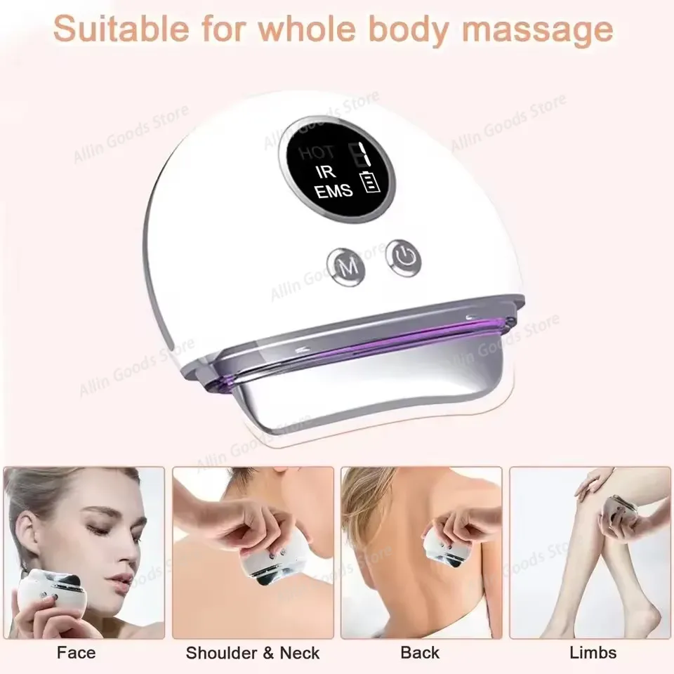 加熱式EMSマイクロカレントかっさマッサージ器、カラーライト - Microcurrent Face Massager Gua Sha のレビューと価格