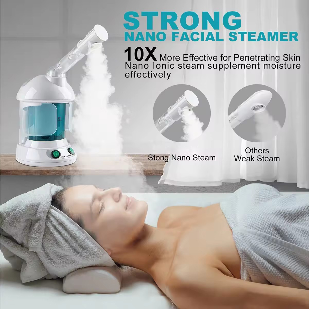 プロのオゾンフェイシャル気化器,ホットナノミスト噴霧器,保湿 - Facial Steamer Nano Ionic Hot Mist のレビューと価格