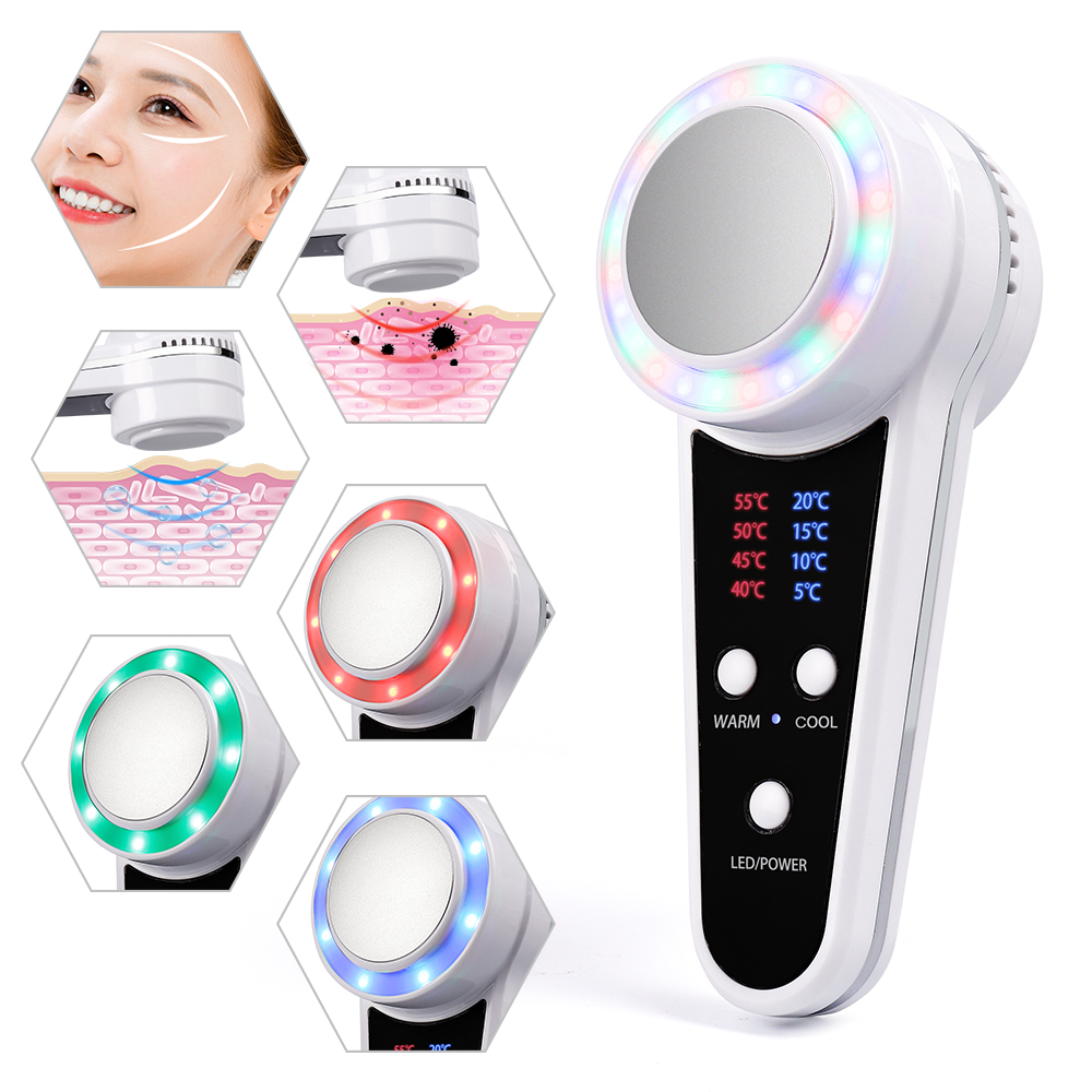 3色LED光子療法ホットコールドハンマークライオセラピー肌を - Cold Warm Hammer Facial Machine のレビューと価格
