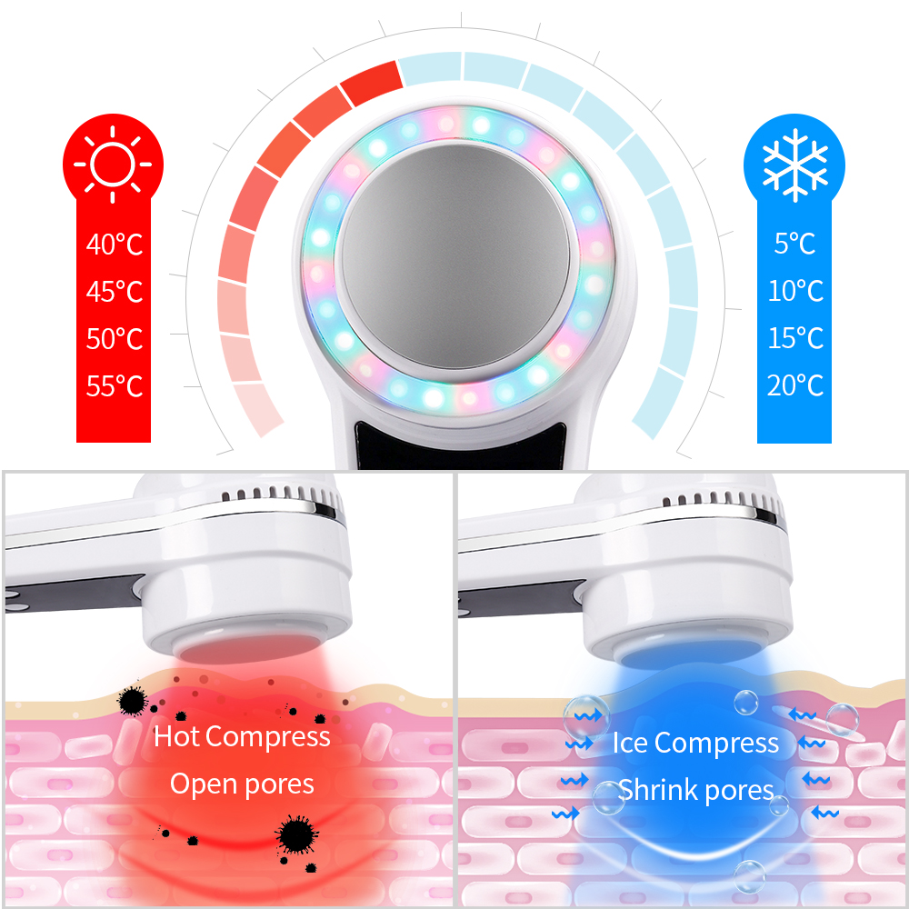 3色LED光子療法ホットコールドハンマークライオセラピー肌を - Cold Warm Hammer Facial Machine のレビューと価格