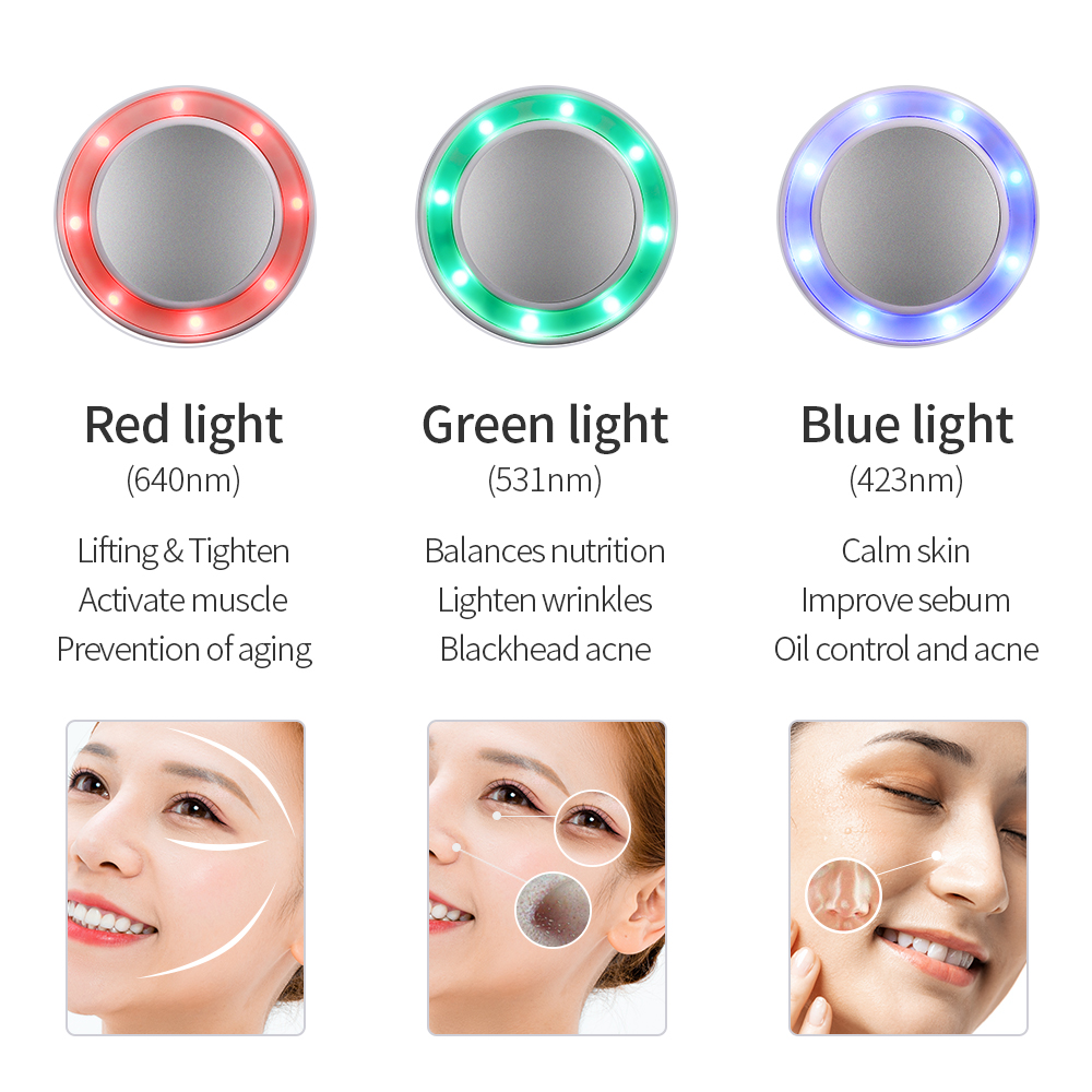 3色LED光子療法ホットコールドハンマークライオセラピー肌を - Cold Warm Hammer Facial Machine のレビューと価格