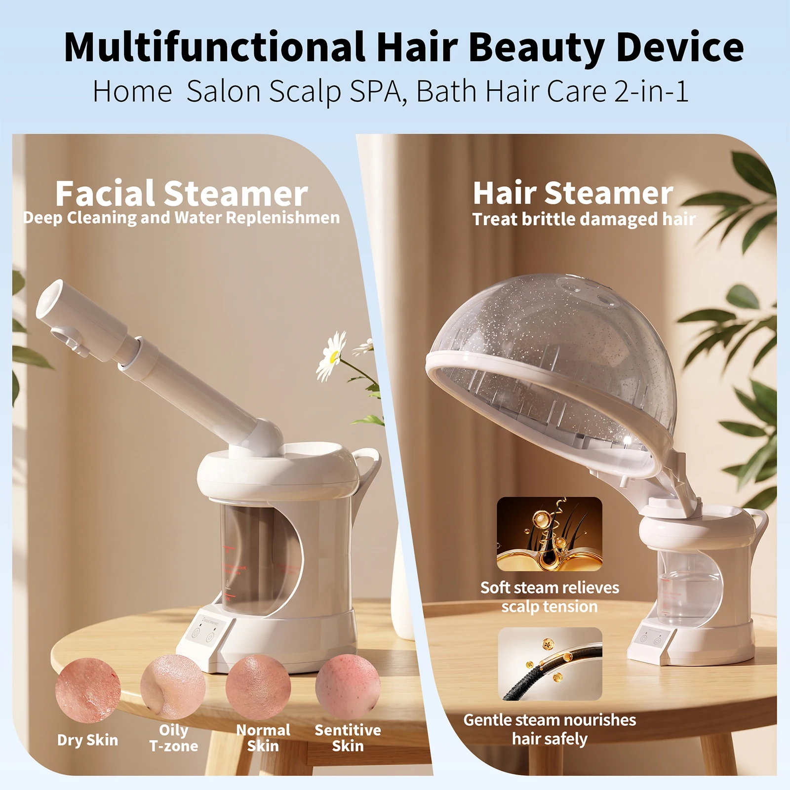 2-in-1のフェイシャル＆ヘアスチーマー。ナノイオン技術に - Facial Steamer Nano Ionic Hot Mist のレビューと価格
