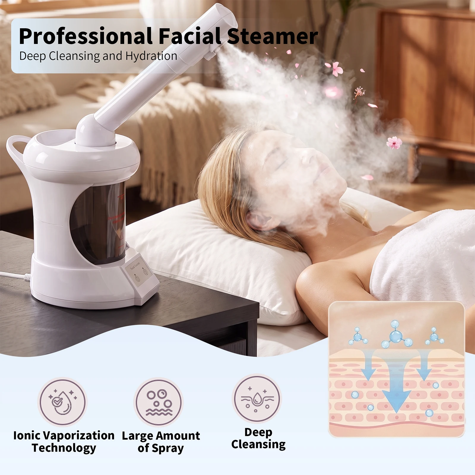 2-in-1のフェイシャル＆ヘアスチーマー。ナノイオン技術に - Facial Steamer Nano Ionic Hot Mist のレビューと価格